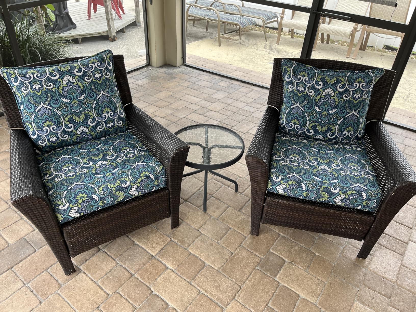 Custom outdoor deep seat cushion with flowers – weather-resistant couch cushion cover
