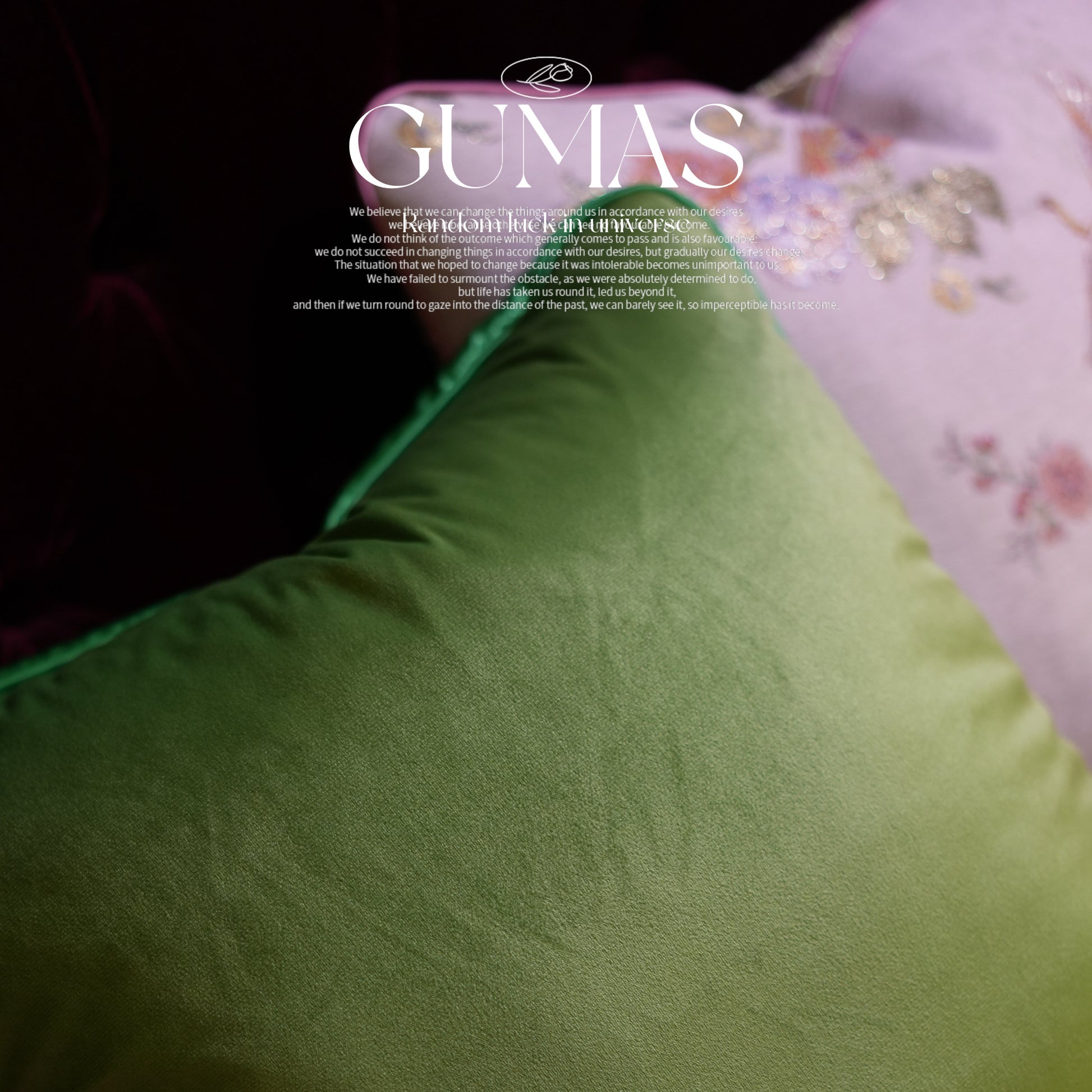Detail view of purple metallic fringe tassel trim on luxury silk satin pillow cover