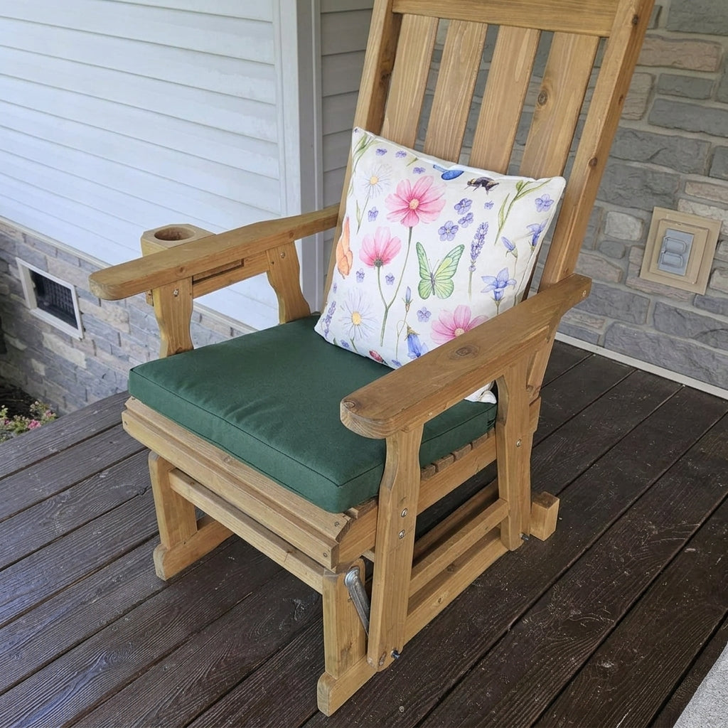 Glider Rocker Cushions — Custom Replacement Set, Any Size & Fabric
