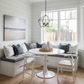 Custom cushion for kitchen nook window seat, modern style.