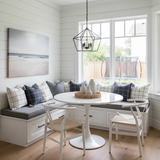 Custom cushion for kitchen nook window seat, modern style.