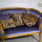 Lumbar tiger stripe pillow 12x20 inches styled with baroque gold frame chair