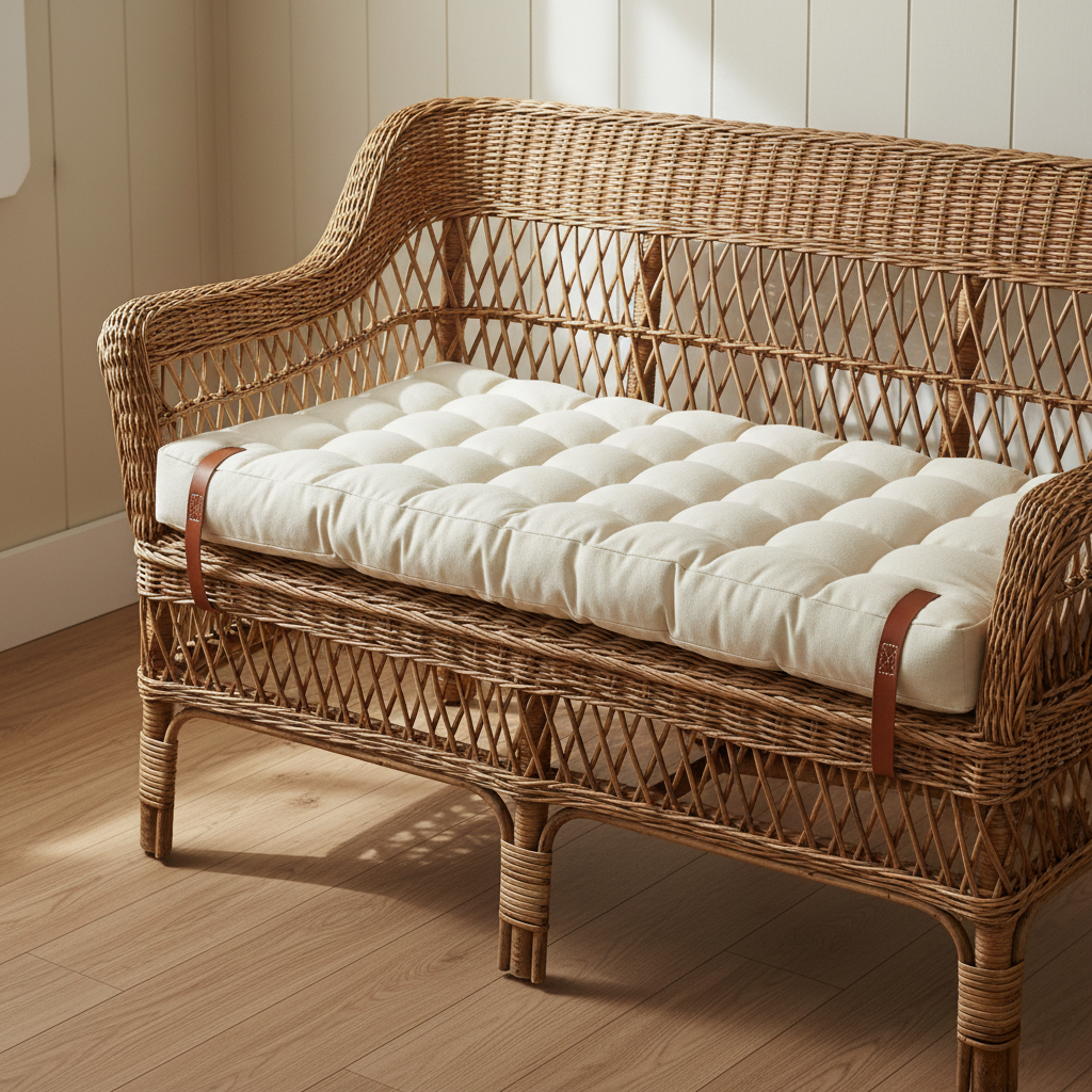 A vibrant Mudroom Bench Cushions / Pad displayed on a bench, emphasizing its comfortable texture and stylish design.