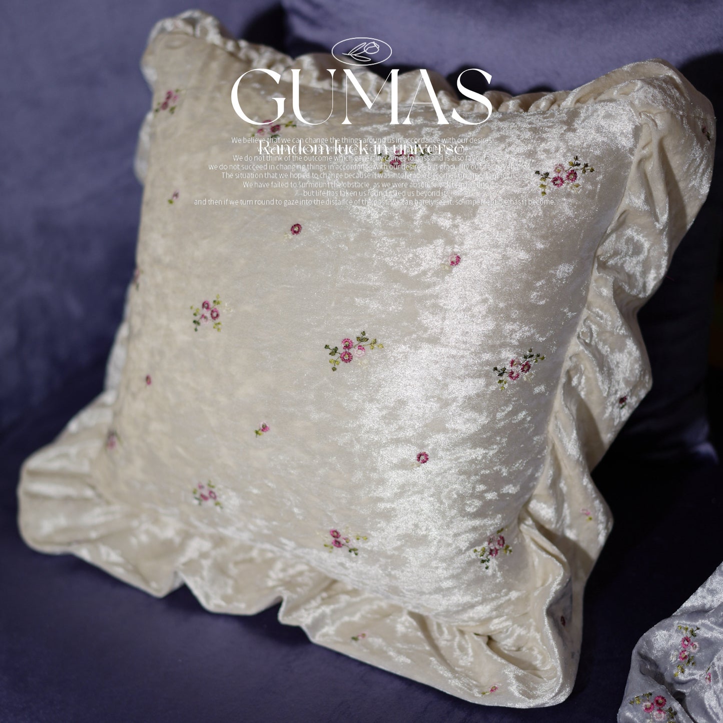 Olive green and burgundy ruffled velvet throw pillows layered together