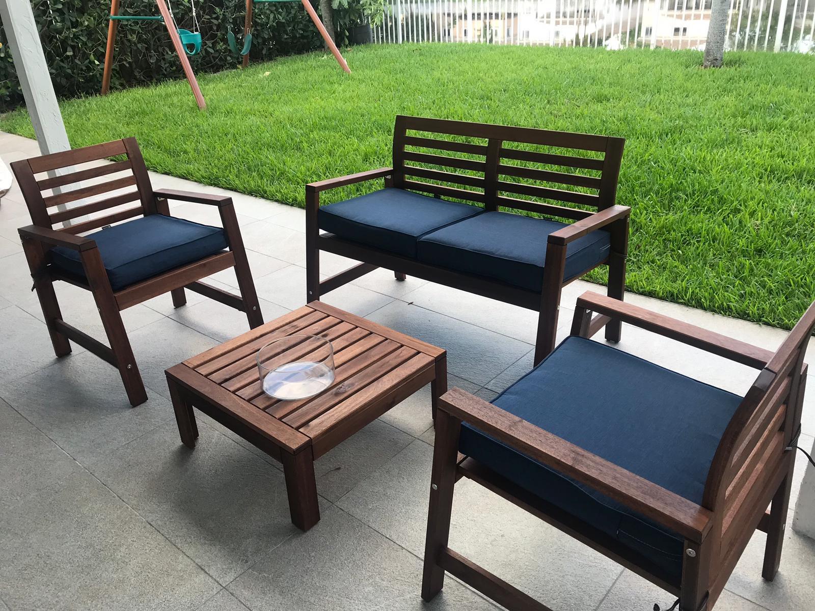 Custom outdoor seat cushion pad on garden bench chair – exact fit replacement