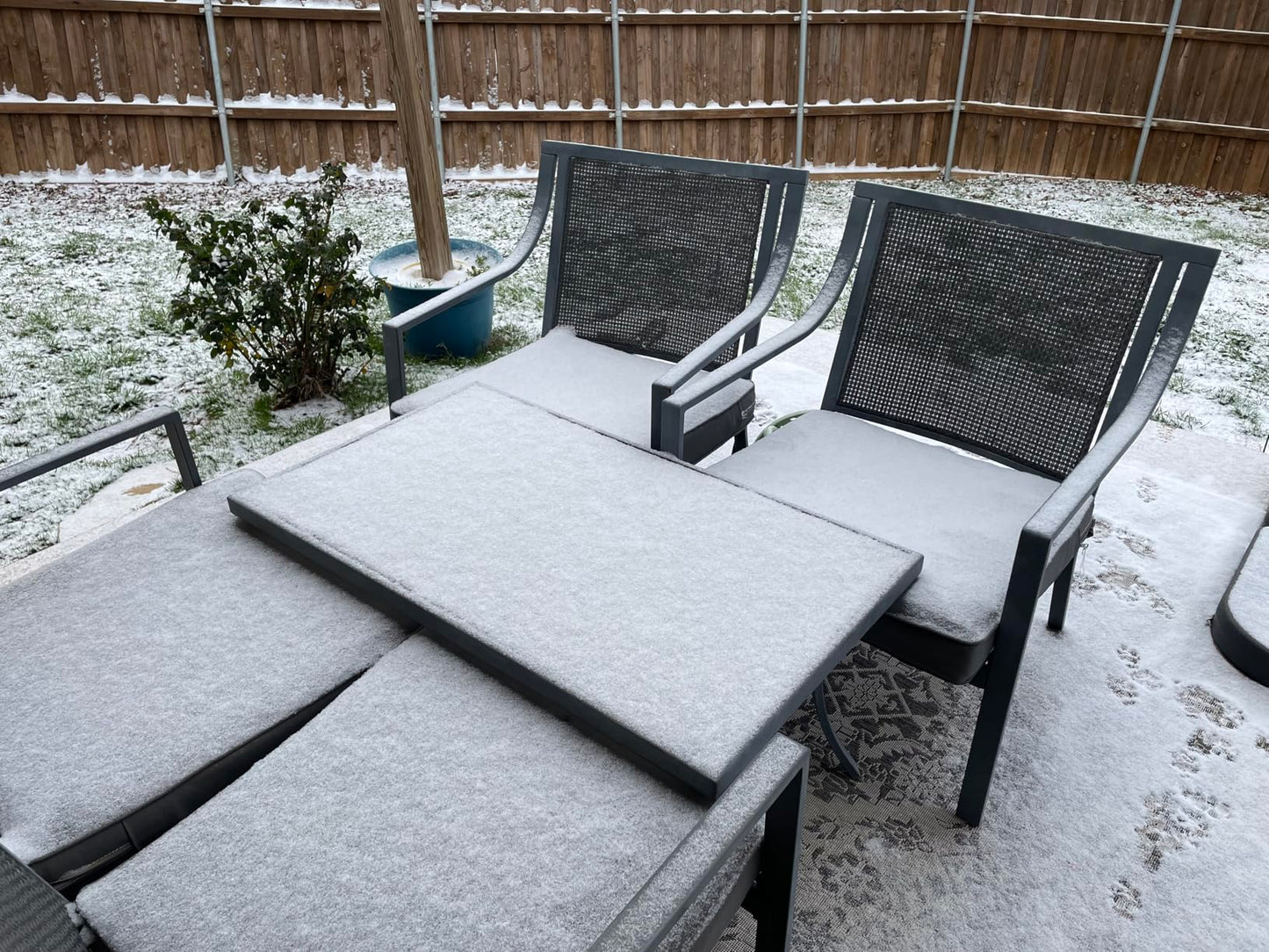 Outdoor seat cushion pad in winter setting – weather-resistant custom size
