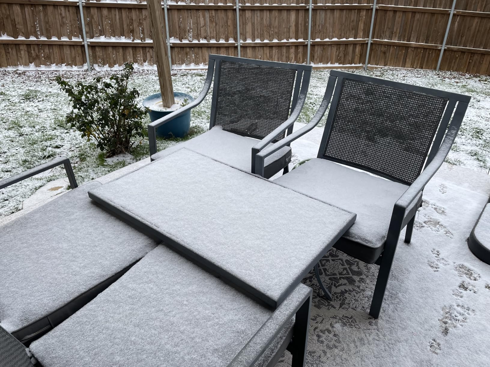 Outdoor seat cushion pad in winter setting – weather-resistant custom size