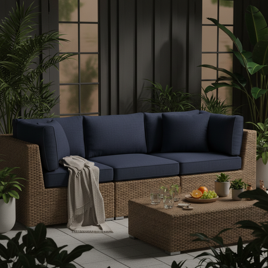 Outdoor Furniture Cushion Covers With Zippers displayed in a bright garden setting, highlighting their vibrant colors and durable fabric.