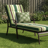 Patio Furniture Custom Cushion Covers in a sunny garden, showcasing vibrant colors and premium texture.