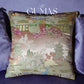 Pink Chinese cloud brocade silk throw pillow cover with golden jacquard weave 18x18 inches