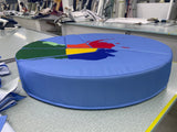 Custom United States map puzzle floor cushion assembled, thick round cushion cut into interlocking pieces