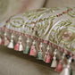 Romantic classical embroidered pillow cover with floral sprigs and pearl bead accents