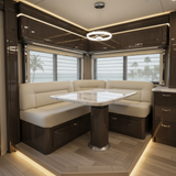 Luxurious replacement cushions for RV dinette in rich jewel tones
