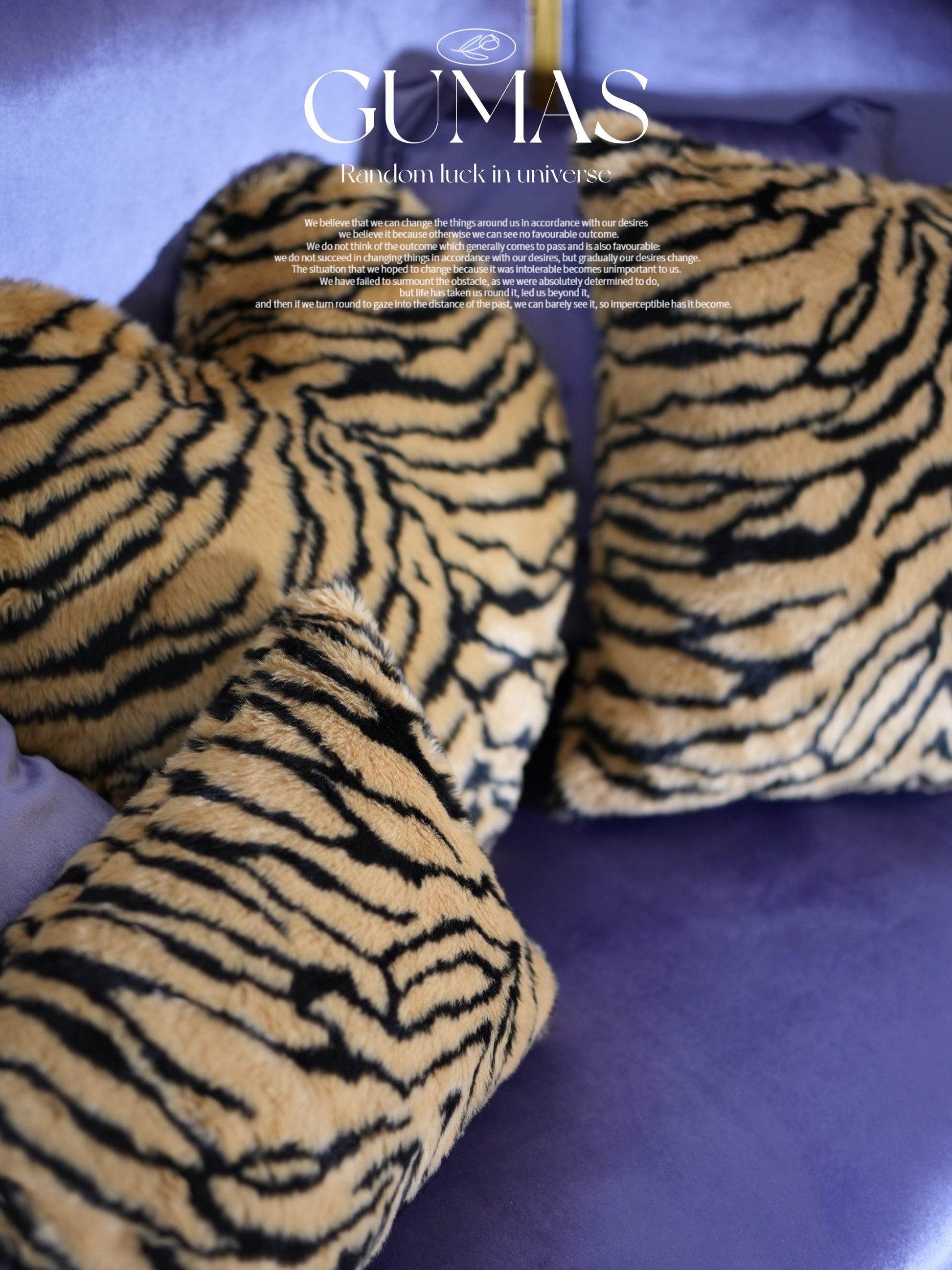 Square tiger stripe plush velvet pillow cover 18x18 inches with concealed zipper