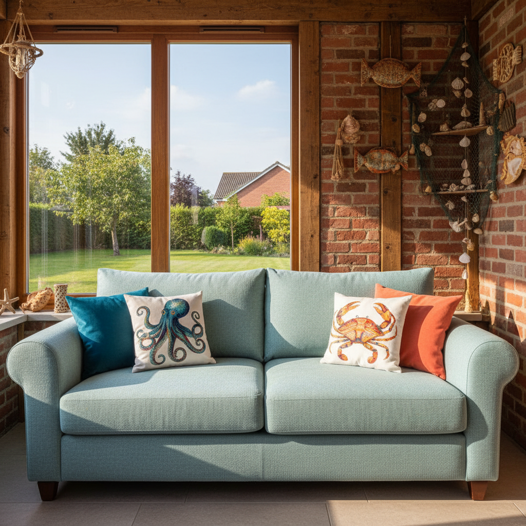 Sunbrella® Outdoor Custom Cushion Covers in vibrant colors on patio furniture, highlighting durability and style.