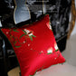 Traditional Chinese peach blossom embroidered throw pillow on sofa