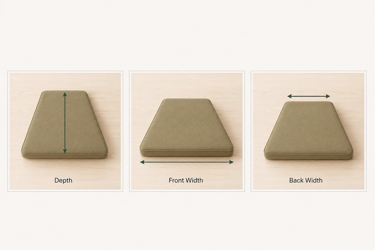How to Measure a Trapezoid Bay Window Cushion measurement diagram