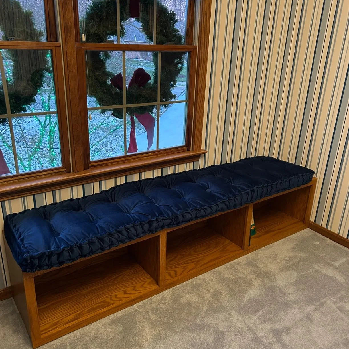 Custom window seat cushion tufted – exact size indoor bench pad | USCUSHION