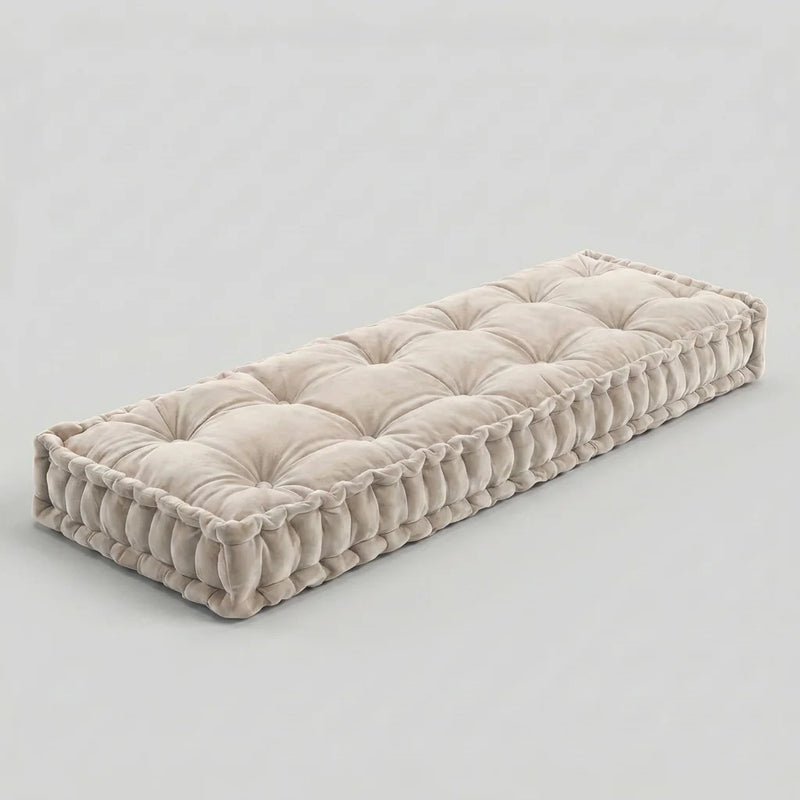 Custom French Mattress Cushion — Ruched Tufted, Any Size & Fabric