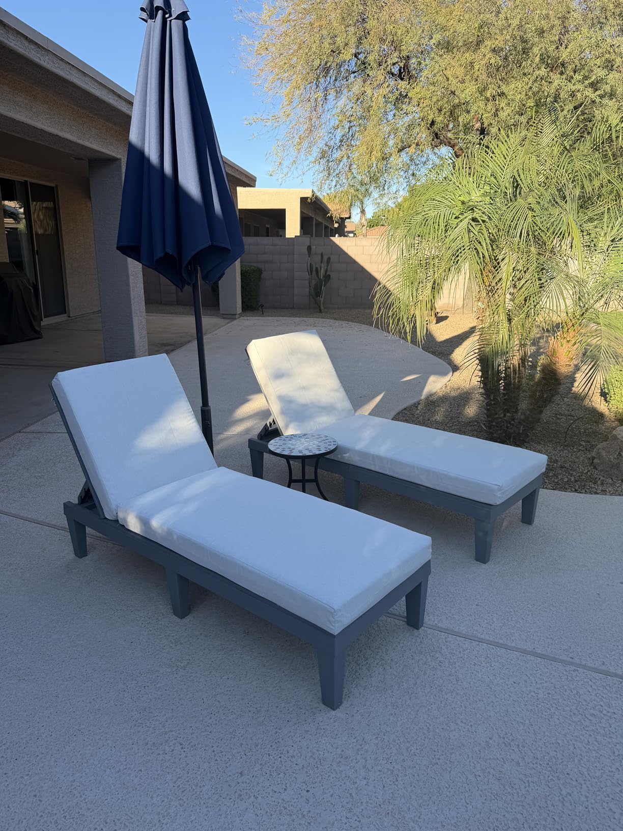 Pair of white outdoor chaise lounge cushions – custom size weather-resistant cover